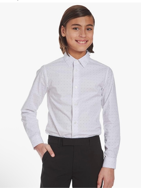 Calvin Klein Other - Calvin Klein White Dress Shirt with Black Microdot Pattern, Size US 8